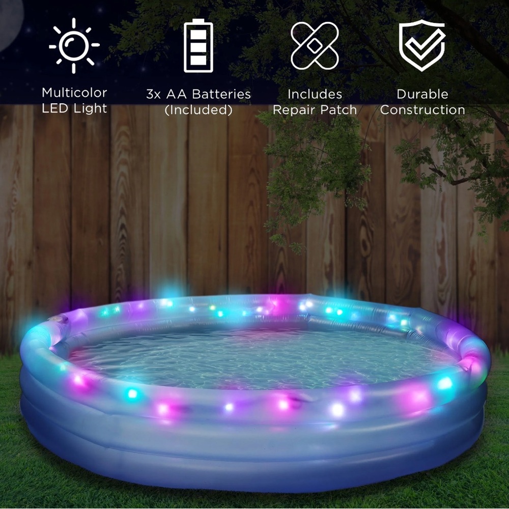 HGlo Inflatable LED 3-Ring Pool 59" Diameter - Picture 4 of 6